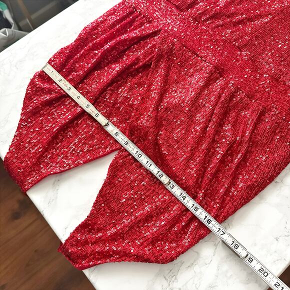 Fashion To Figure Red Sequin V Neck Halter Party Jumpsuit women’s plus size 0X - Picture 7 of 12